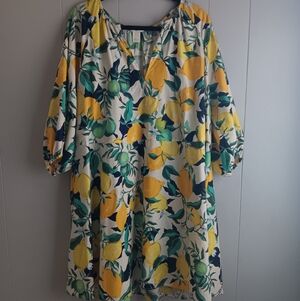 H&M Lemon Gloral Aline Dress Size XL COTTON